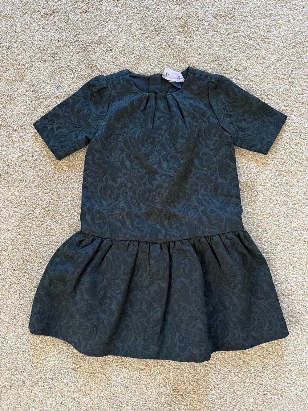 Baby Gap Girls Black Textured Short-Sleeve Drop-Waist Dress size 4 / toddler